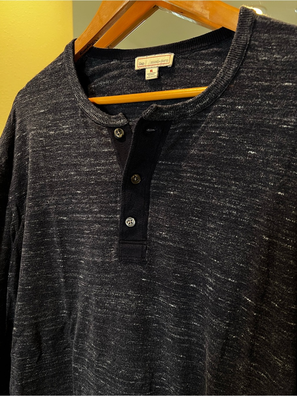 Gap Knit Henley Shirt - Navy Marled